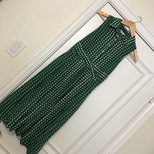 Green polka dot midi dress